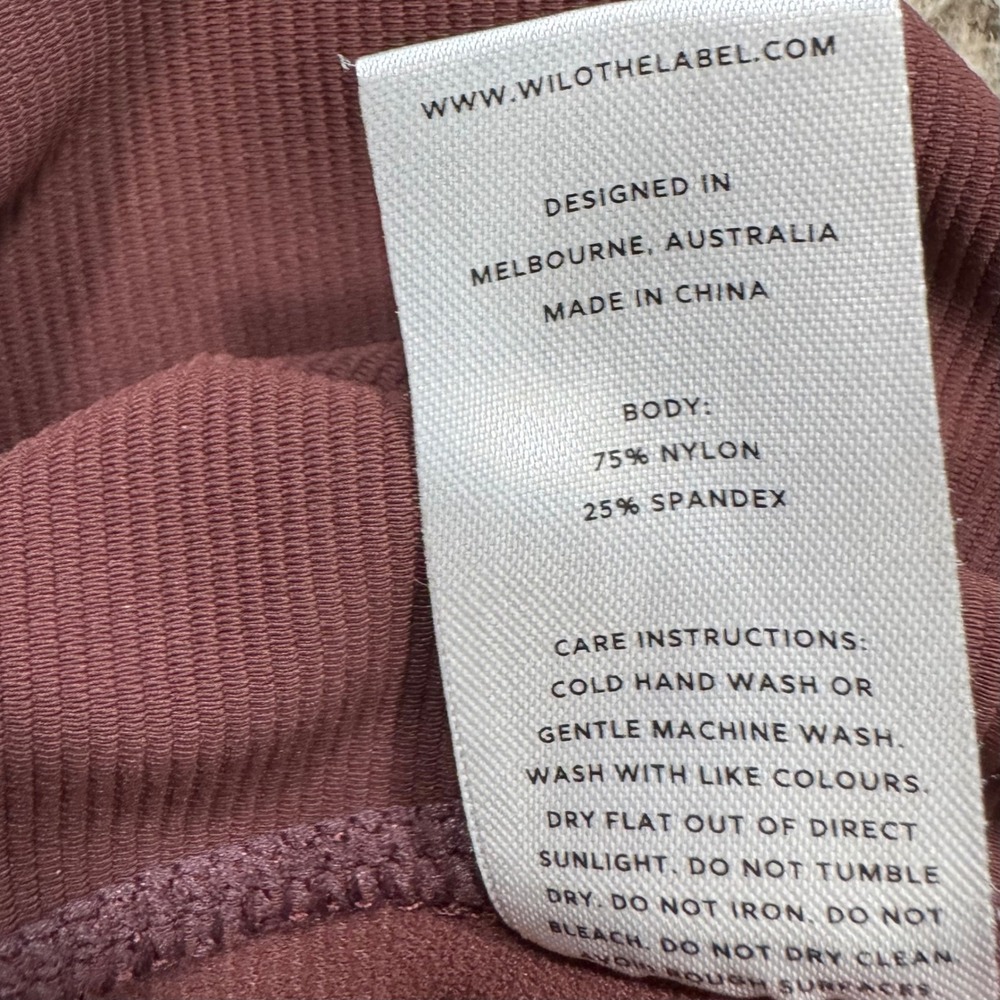 WILO The Label Ribbed High Waist Ruched Ankle Leggings Dusty Rose Women's M - Picture 6 of 7